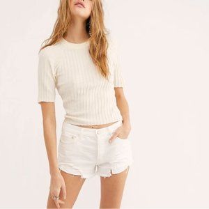 Free People Loving Good Vibrations Cutoffs Spring White Size 25